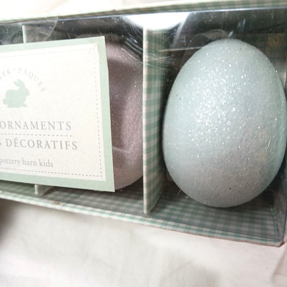 Pottery Barn Kids Egg Ornaments Pastel Glitter Hanging Easter Eggs 4pc NEW NWT - Picture 5 of 5